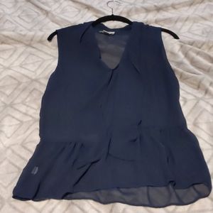 Ann Taylor Loft Top Dark Blue Sheer Soft XS